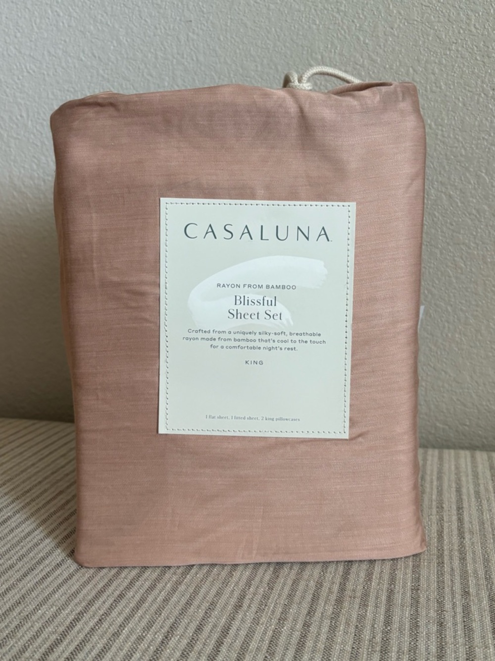 NWT King 400 Thread Count Rayon from Bamboo Sheet Set Light Adobe Clay Casaluna